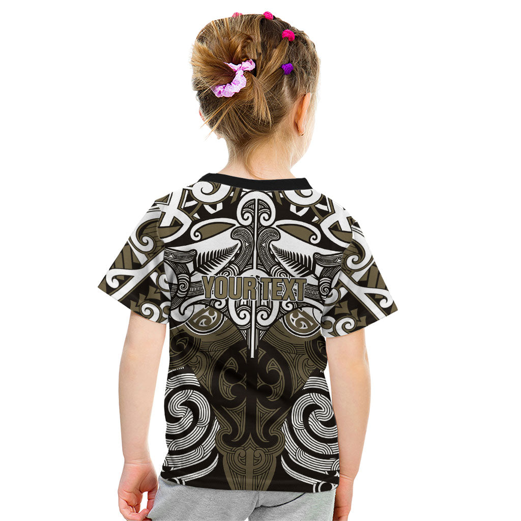 Personalised Maori Waikato Tainui Kid T Shirt Silver Fern Kowhaiwhai Art
