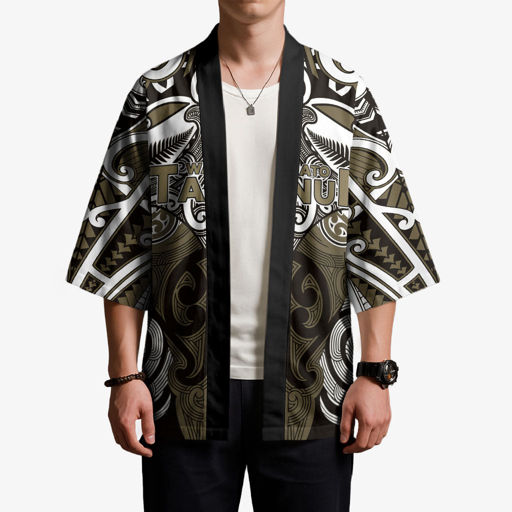 Personalised Maori Waikato Tainui Kimono Silver Fern Kowhaiwhai Art