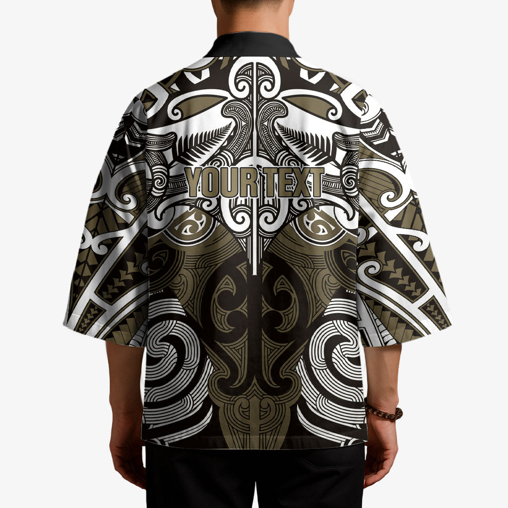 Personalised Maori Waikato Tainui Kimono Silver Fern Kowhaiwhai Art