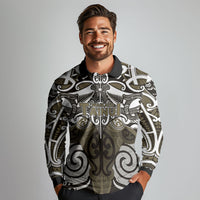 Personalised Maori Waikato Tainui Long Sleeve Polo Shirt Silver Fern Kowhaiwhai Art