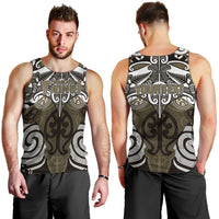 Personalised Maori Waikato Tainui Men Tank Top Silver Fern Kowhaiwhai Art