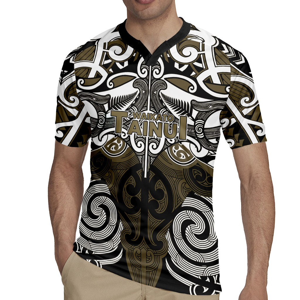 Personalised Maori Waikato Tainui Rugby Jersey Silver Fern Kowhaiwhai Art