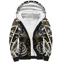 Personalised Maori Waikato Tainui Sherpa Hoodie Silver Fern Kowhaiwhai Art
