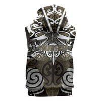 Personalised Maori Waikato Tainui Sleeveless Hoodie Silver Fern Kowhaiwhai Art