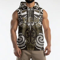 Personalised Maori Waikato Tainui Sleeveless Hoodie Silver Fern Kowhaiwhai Art
