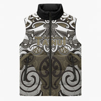 Personalised Maori Waikato Tainui Sleeveless Puffer Jacket Silver Fern Kowhaiwhai Art