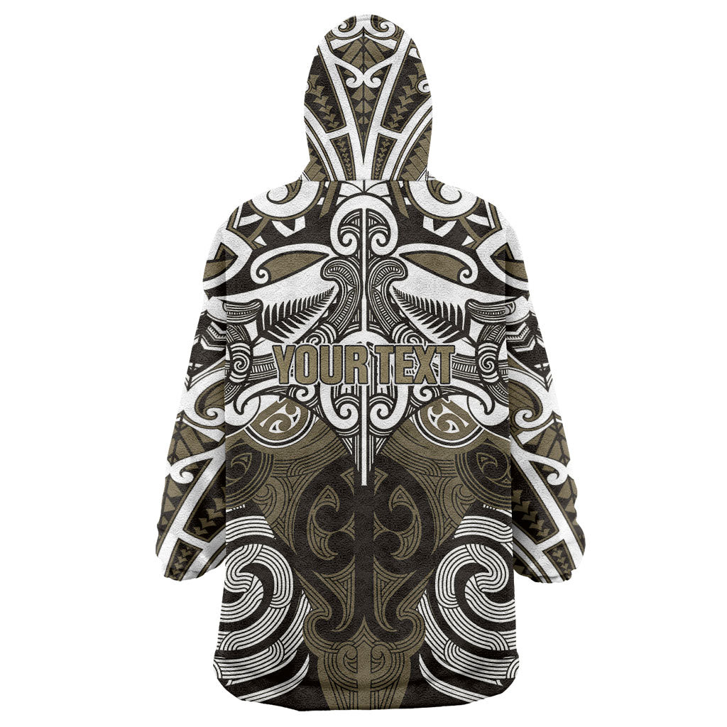 Personalised Maori Waikato Tainui Wearable Blanket Hoodie Silver Fern Kowhaiwhai Art