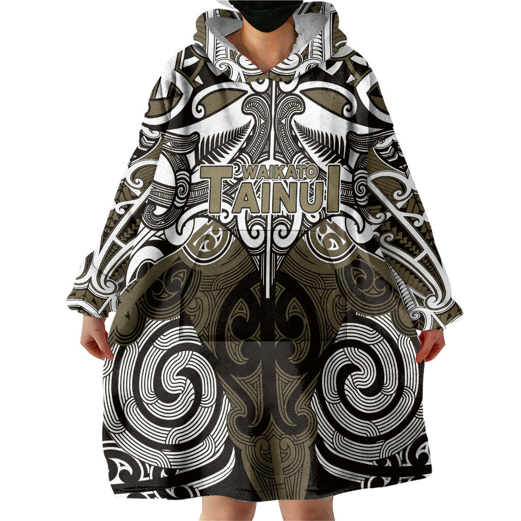 Personalised Maori Waikato Tainui Wearable Blanket Hoodie Silver Fern Kowhaiwhai Art