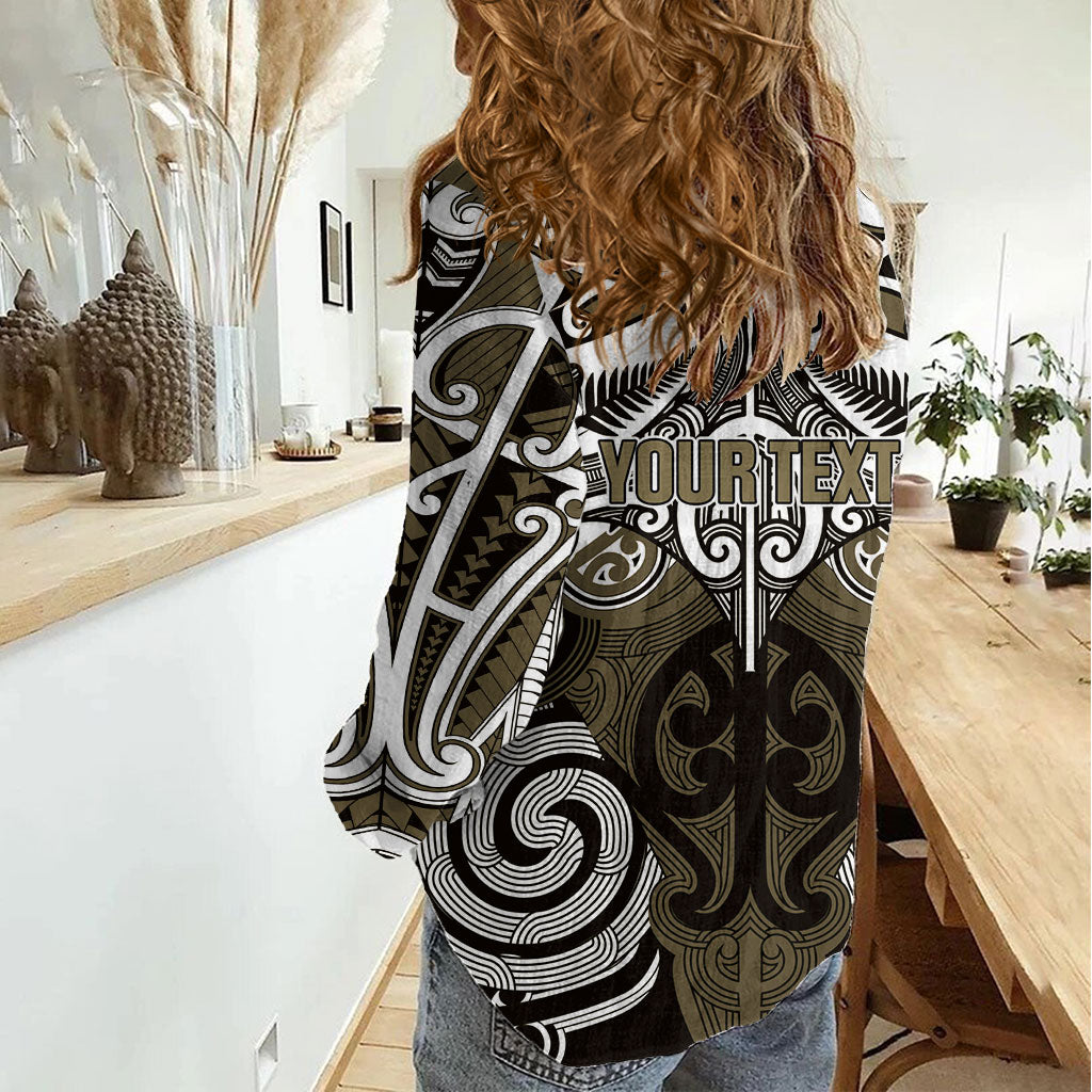 Personalised Maori Waikato Tainui Women Casual Shirt Silver Fern Kowhaiwhai Art