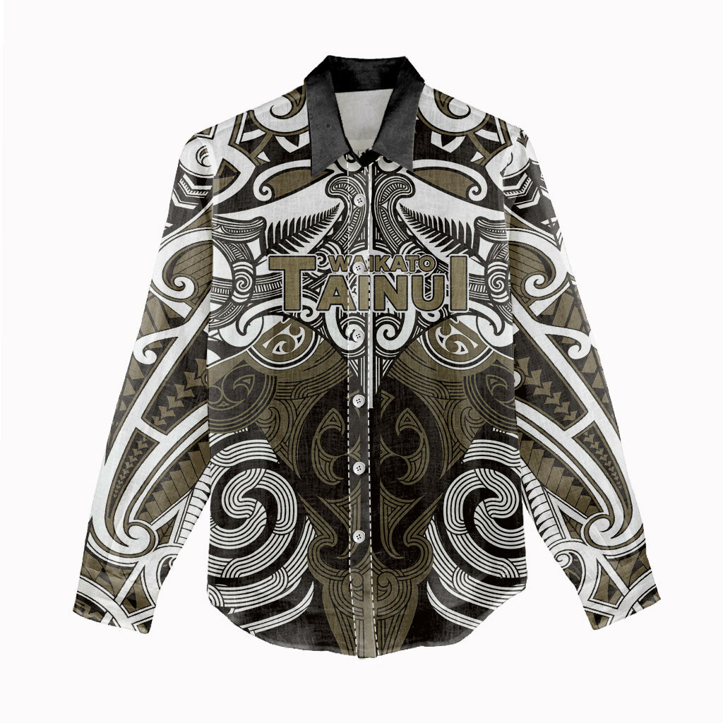 Personalised Maori Waikato Tainui Women Casual Shirt Silver Fern Kowhaiwhai Art