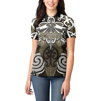 Personalised Maori Waikato Tainui Women Polo Shirt Silver Fern Kowhaiwhai Art