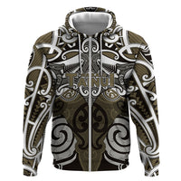 Personalised Maori Waikato Tainui Zip Hoodie Silver Fern Kowhaiwhai Art