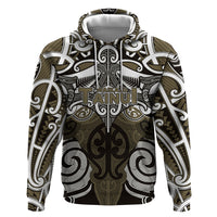 Personalised Maori Waikato Tainui Zip Hoodie Silver Fern Kowhaiwhai Art