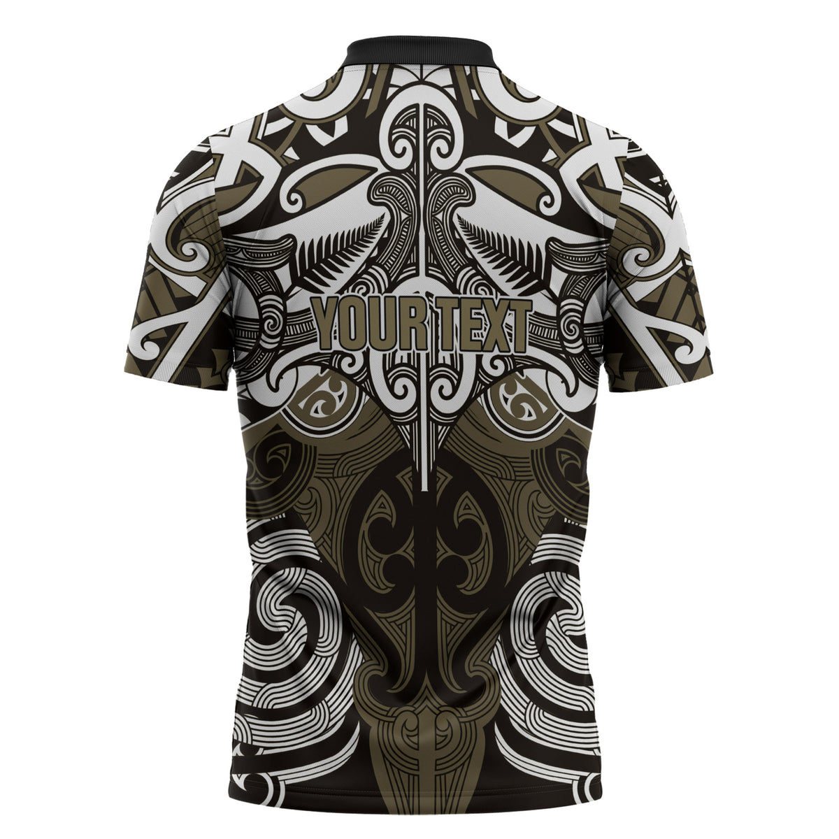Personalised Maori Waikato Tainui Zipper Polo Shirt Silver Fern Kowhaiwhai Art