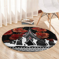 New Zealand ANZAC Day Round Carpet Poppy With Polynesian Pattern LT01 - Polynesian Pride