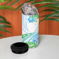 Kia Ora Maori New Zealand Pastel 4 in 1 Can Cooler Tumbler Sun Ta Moko Aqua Green Version LT01 - Polynesian Pride