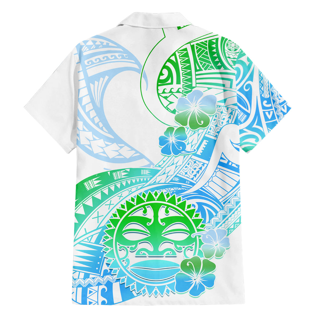 Kia Ora Maori New Zealand Pastel Family Matching Off Shoulder Maxi Dress and Hawaiian Shirt Sun Ta Moko Aqua Green Version LT01 - Polynesian Pride