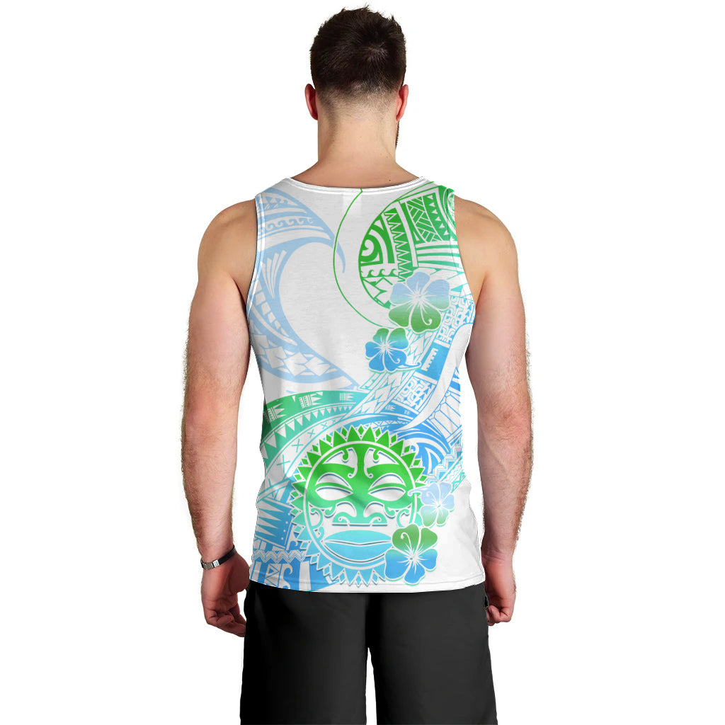 Kia Ora Maori New Zealand Pastel Men Tank Top Sun Ta Moko Aqua Green Version LT01 - Polynesian Pride