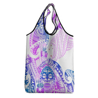 Kia Ora Maori New Zealand Pastel Grocery Bag Sun Ta Moko Lilac Version