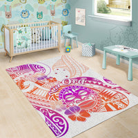 Kia Ora Maori New Zealand Pastel Area Rug Sun Ta Moko Sunset Version LT01 - Polynesian Pride