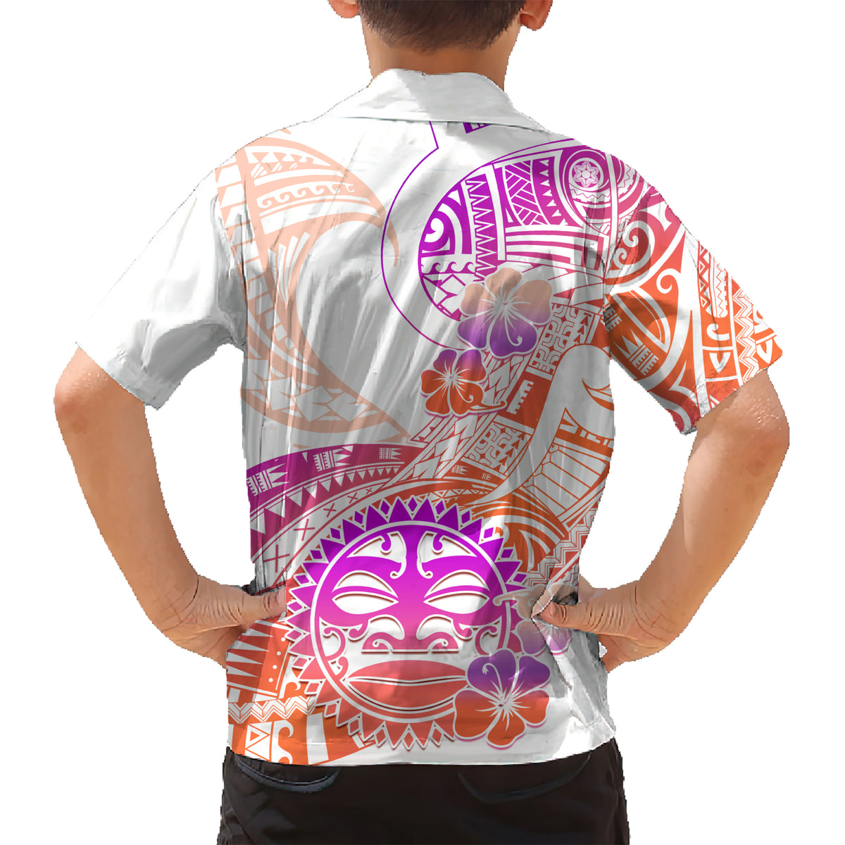 Kia Ora Maori New Zealand Pastel Kid Hawaiian Shirt Sun Ta Moko Sunset Version LT01 - Polynesian Pride