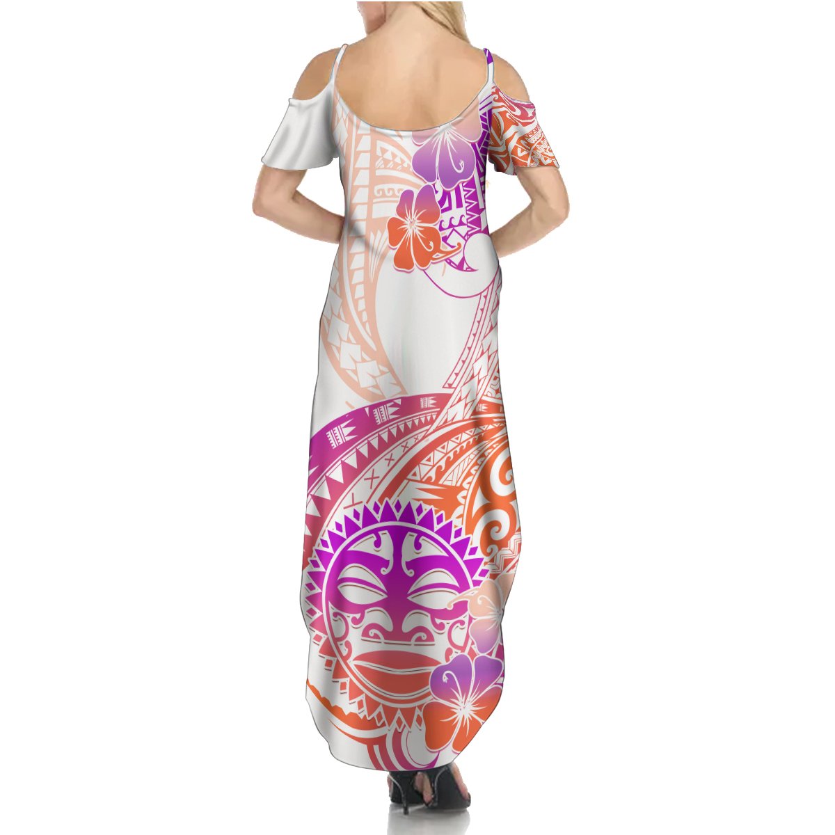Kia Ora Maori New Zealand Pastel Summer Maxi Dress Sun Ta Moko Sunset Version LT01 - Polynesian Pride