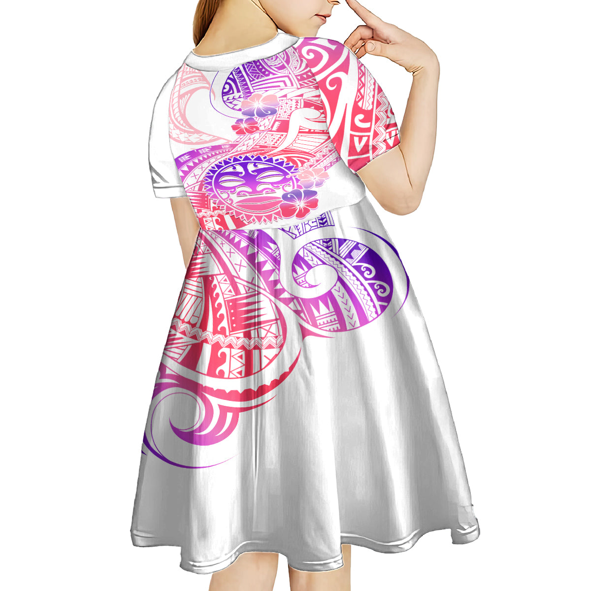Kia Ora Maori New Zealand Pastel Kid Short Sleeve Dress Sun Ta Moko Sweet Version LT01 - Polynesian Pride
