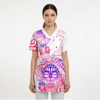 Kia Ora Maori New Zealand Pastel Scrub Top Sun Ta Moko Sweet Version - Polynesian Pride