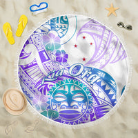 Kia Ora Maori New Zealand Pastel Beach Blanket Sun Ta Moko Violet Version LT01 One Size 150cm Purple - Polynesian Pride
