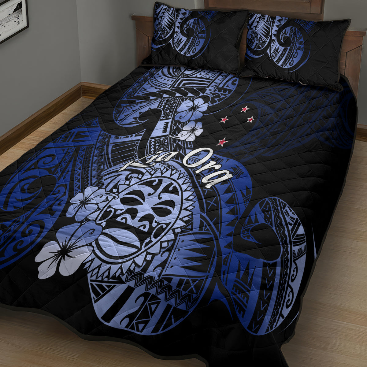 Aotearoa Kia Ora New Zealand Ta Moko Blue Version Quilt Bed Set LT01 - Polynesian Pride