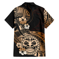 Aotearoa Kia Ora New Zealand Ta Moko Gold Version Family Matching Summer Maxi Dress and Hawaiian Shirt LT01 - Polynesian Pride