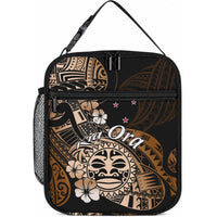 Aotearoa Kia Ora New Zealand Ta Moko Gold Version Lunch Bag LT01 10.2 × 8.3 × 4.3 inch Gold - Polynesian Pride