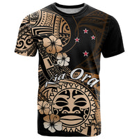 Aotearoa Kia Ora New Zealand Ta Moko Gold Version T Shirt LT01 Gold - Polynesian Pride