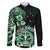 Aotearoa Kia Ora New Zealand Ta Moko Green Version Family Matching Off Shoulder Short Dress and Hawaiian Shirt LT01 Dad's Shirt - Long Sleeve Green - Polynesian Pride