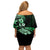 Aotearoa Kia Ora New Zealand Ta Moko Green Version Family Matching Off Shoulder Short Dress and Hawaiian Shirt LT01 - Polynesian Pride