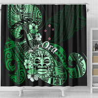 Aotearoa Kia Ora New Zealand Ta Moko Green Version Shower Curtain LT01 - Polynesian Pride