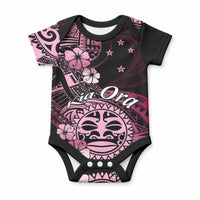 Aotearoa Kia Ora New Zealand Ta Moko Pink Version Baby Onesie LT01 Pink - Polynesian Pride