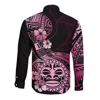 Aotearoa Kia Ora New Zealand Ta Moko Pink Version Long Sleeve Button Shirt LT01 - Polynesian Pride