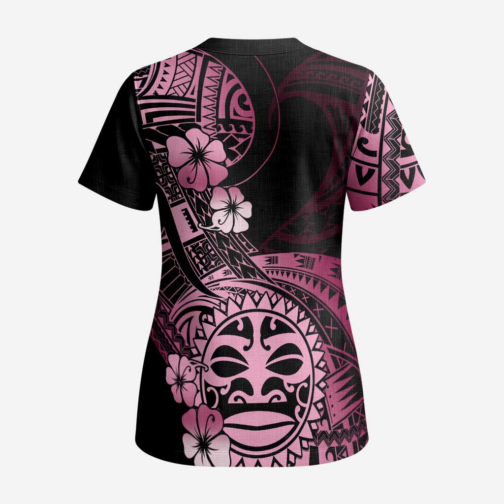 Aotearoa Kia Ora New Zealand Ta Moko Pink Version Scrub Top - Polynesian Pride