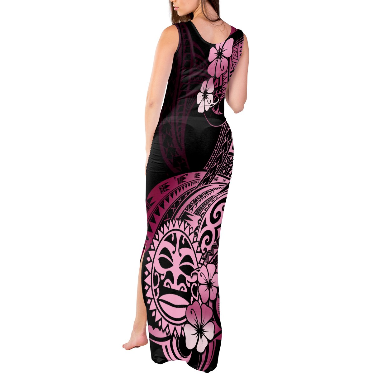 Aotearoa Kia Ora New Zealand Ta Moko Pink Version Tank Maxi Dress LT01 - Polynesian Pride