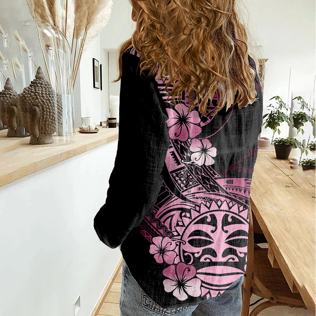 Aotearoa Kia Ora New Zealand Ta Moko Pink Version Women Casual Shirt LT01 - Polynesian Pride