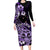 Aotearoa Kia Ora New Zealand Ta Moko Purple Version Long Sleeve Bodycon Dress LT01 Long Dress Purple - Polynesian Pride