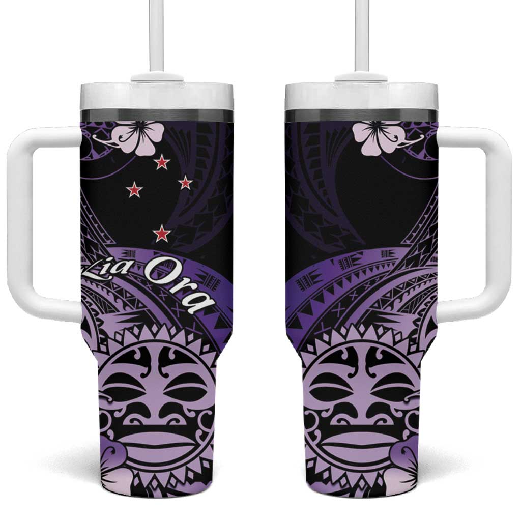 Aotearoa Kia Ora New Zealand Ta Moko Purple Version Tumbler With Handle