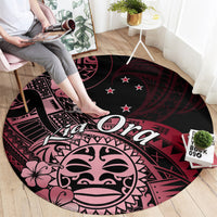 Aotearoa Kia Ora New Zealand Ta Moko Red Version Round Carpet LT01 - Polynesian Pride