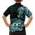 Aotearoa Kia Ora New Zealand Ta Moko Turquoise Version Family Matching Off Shoulder Short Dress and Hawaiian Shirt LT01 - Polynesian Pride