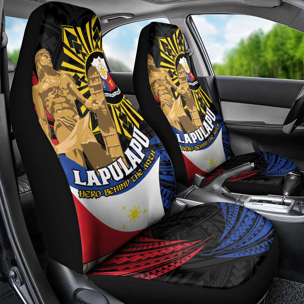 Lapulapu The First Filipino Hero Car Seat Cover Polynesian Pattern