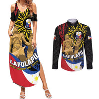 Personalized Lapulapu The First Filipino Hero Couples Matching Summer Maxi Dress and Long Sleeve Button Shirt Polynesian Pattern LT01 Black - Polynesian Pride