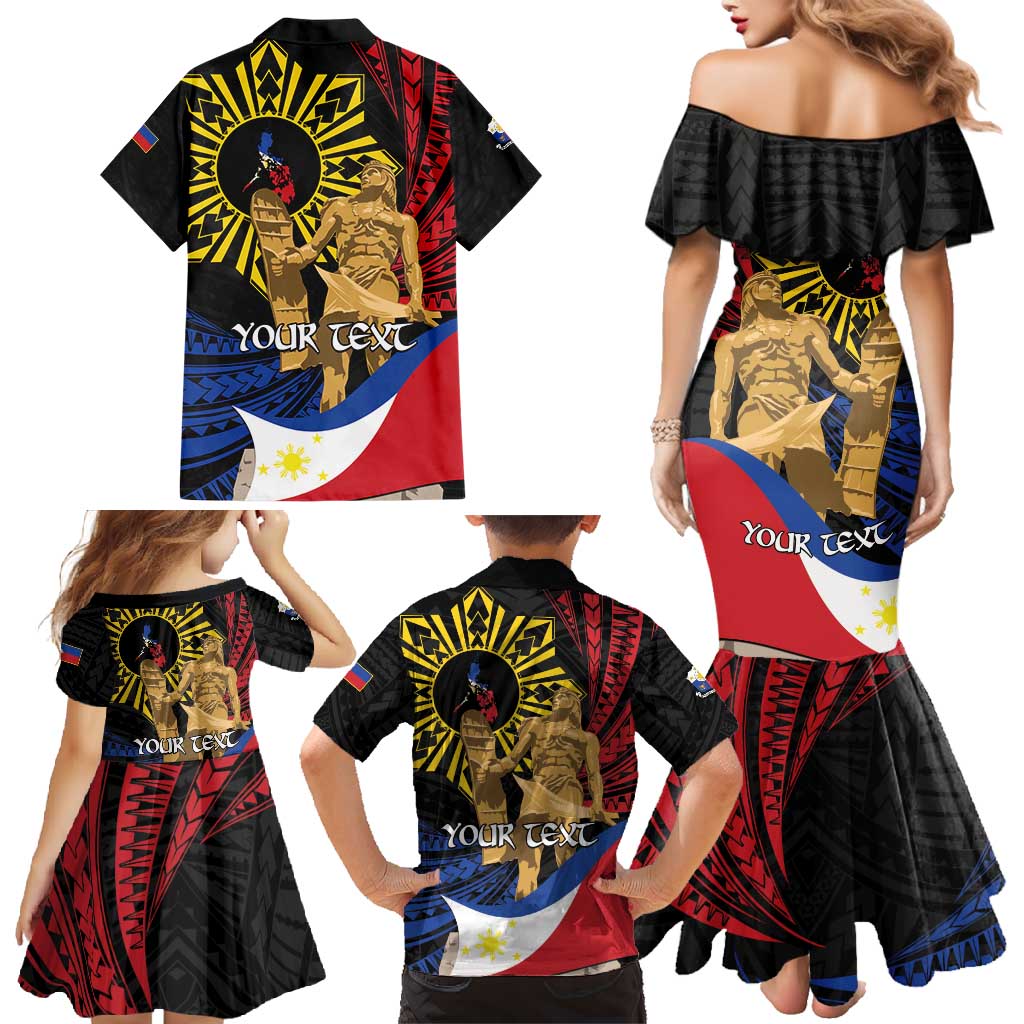 Personalized Lapulapu The First Filipino Hero Family Matching Mermaid Dress and Hawaiian Shirt Polynesian Pattern