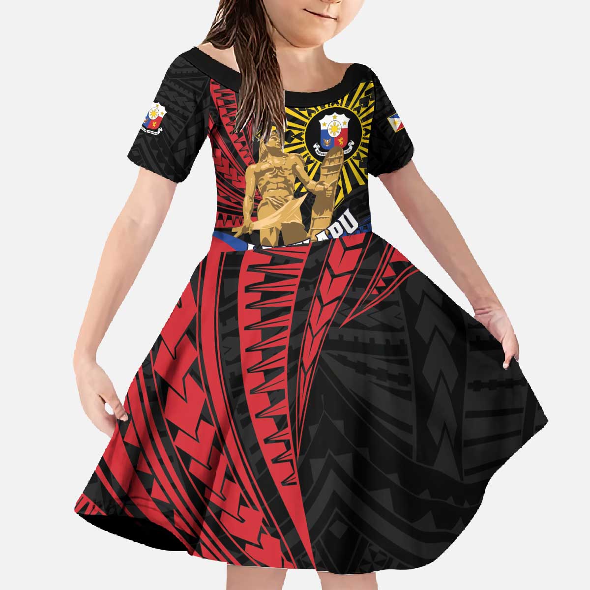Personalized Lapulapu The First Filipino Hero Family Matching Off The Shoulder Long Sleeve Dress and Hawaiian Shirt Polynesian Pattern