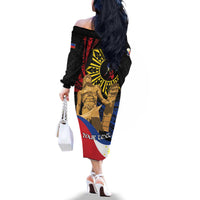 Personalized Lapulapu The First Filipino Hero Family Matching Off The Shoulder Long Sleeve Dress and Hawaiian Shirt Polynesian Pattern